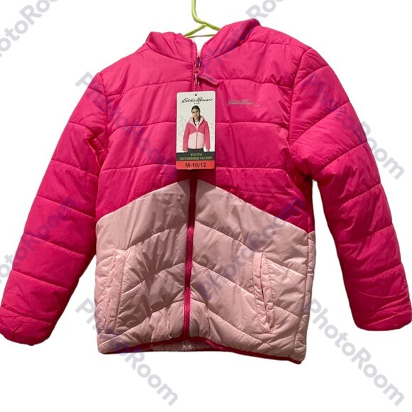 Youth Hooded Reversible Jacket, Eddie Bauer, M, Magenta, NWT - Picture 1 of 9